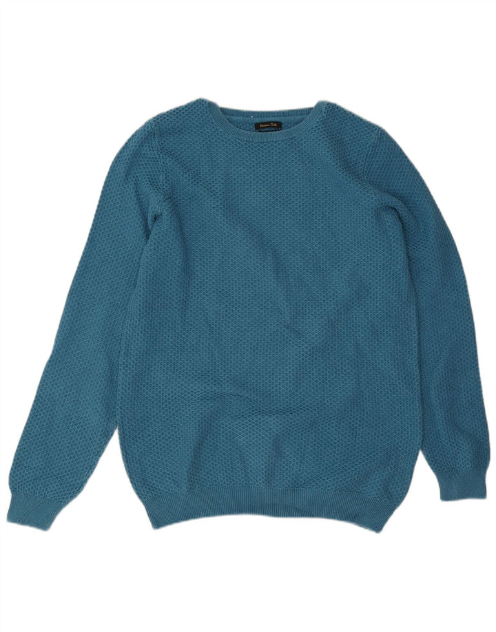 MASSIMO DUTTI Pull col rond homme grand bleu coton