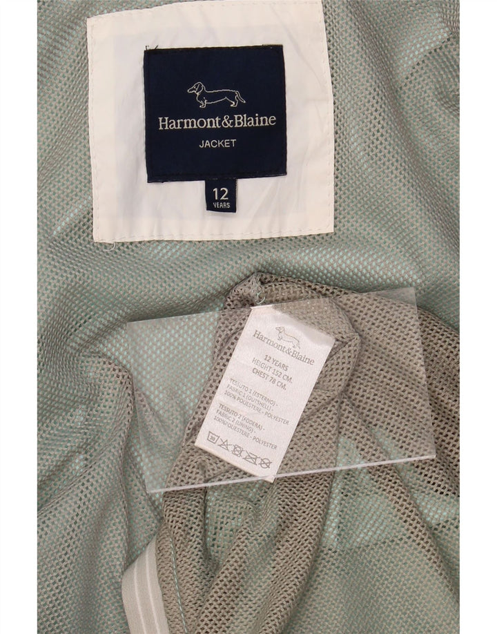 HARMONT & BLAINE Girls Hooded Rain Jacket 11-12 Years Blue Polyester Vintage Harmont & Blaine and Second-Hand Harmont & Blaine from Messina Hembry 