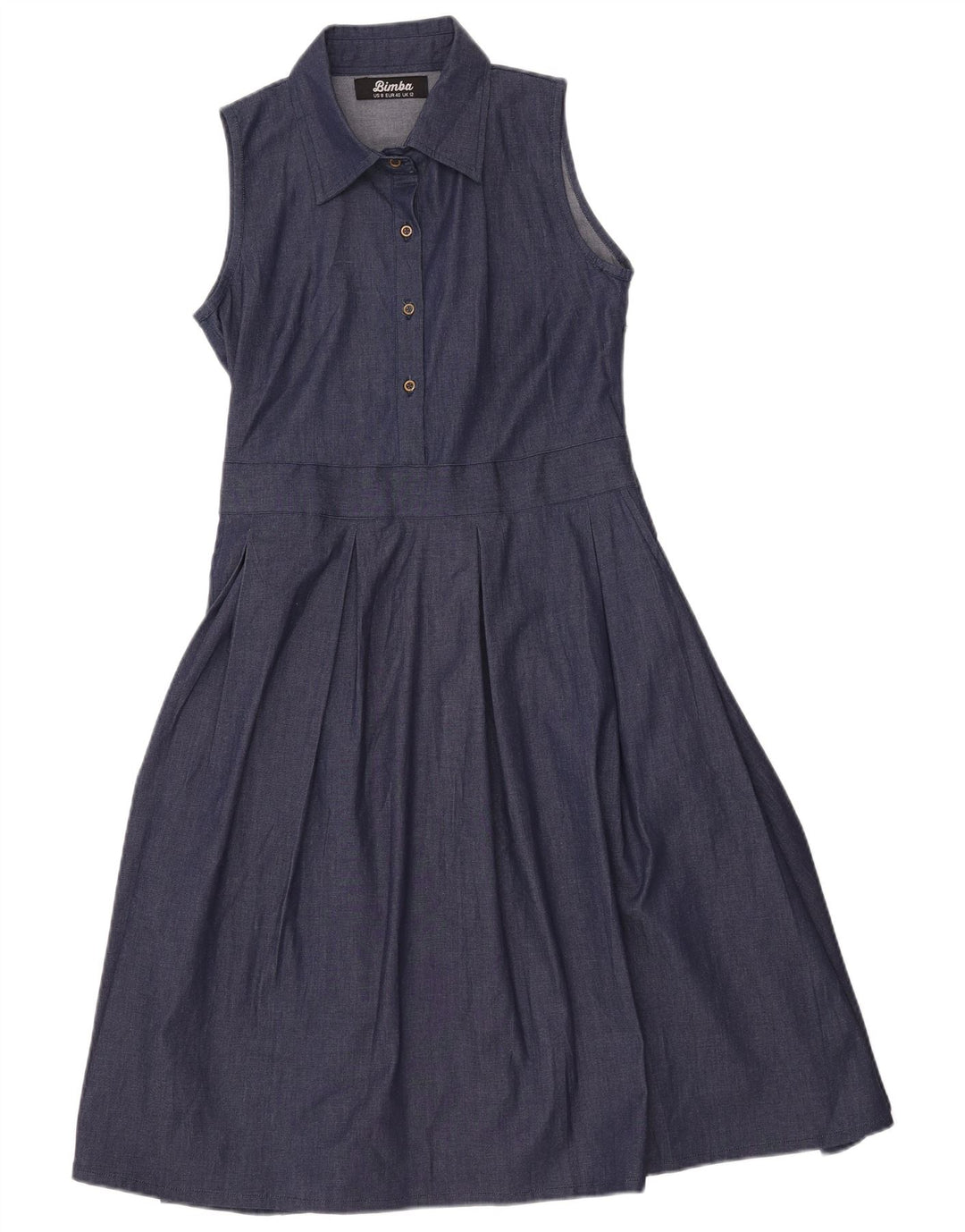 VINTAGE Robe en denim sans manches pour femmes UK 12 Bleu marine moyen