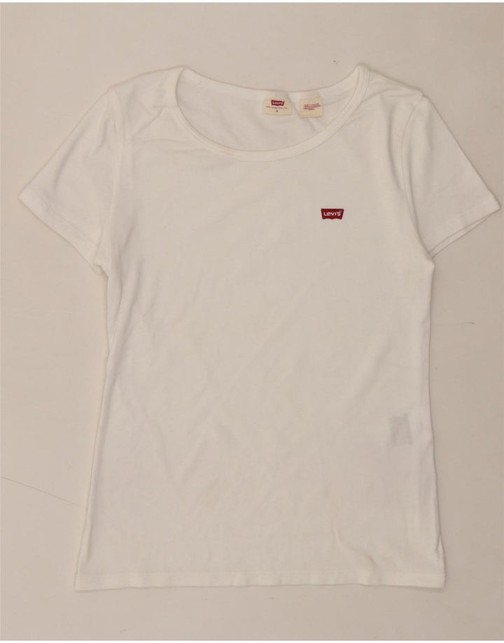 LEVI'S Womens T-Shirt Top UK 12 Medium White Vintage Levi's and Second-Hand Levi's from Messina Hembry 