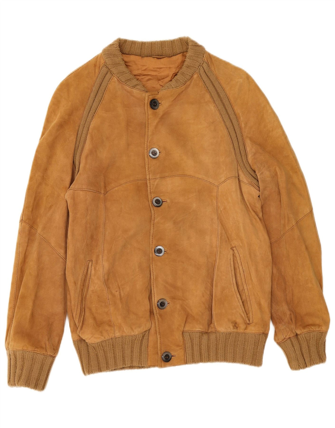Veste Bomber En Daim Vintage Homme IT 46 Petit Beige