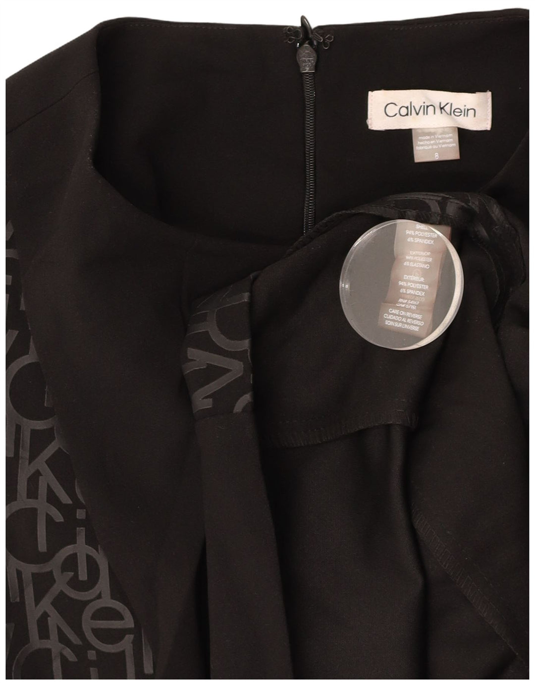 CALVIN KLEIN Robe fourreau graphique sans manches pour femme US 8 Medium Noir