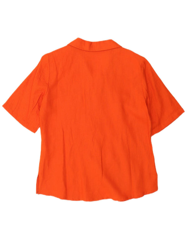 chemise à manches courtes femme vintage UK 16 Grand lin orange