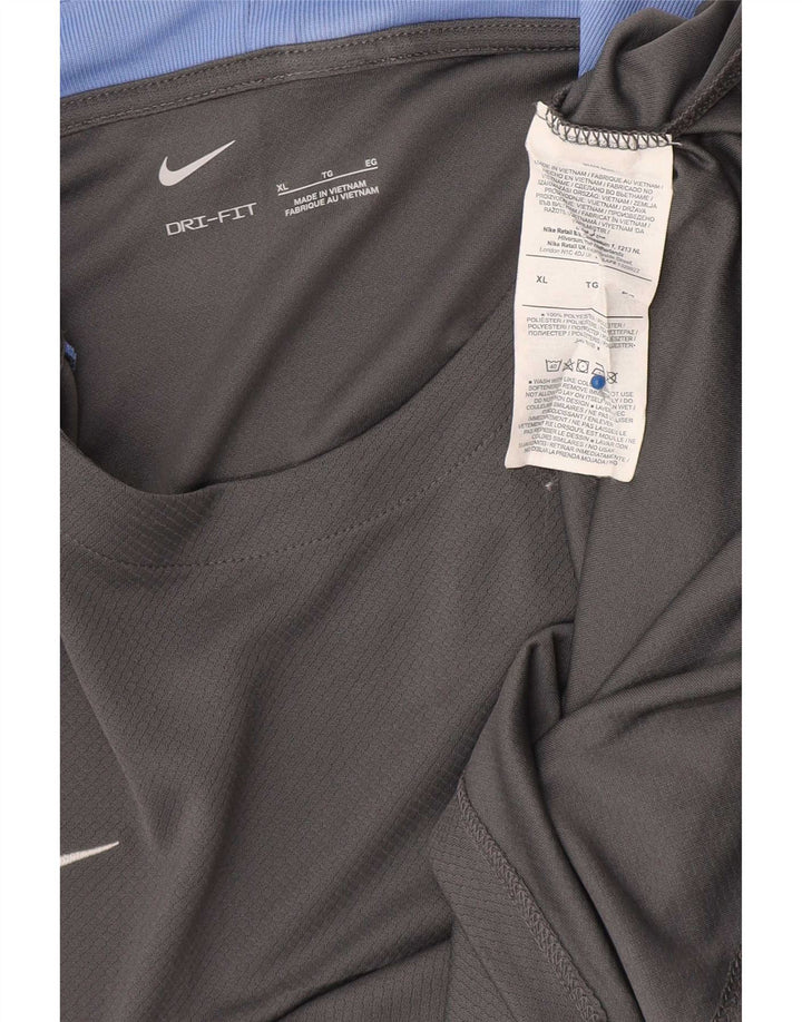Nike Hommes Dri Fit T-Shirt Haut XL Gris Colorblock Polyester