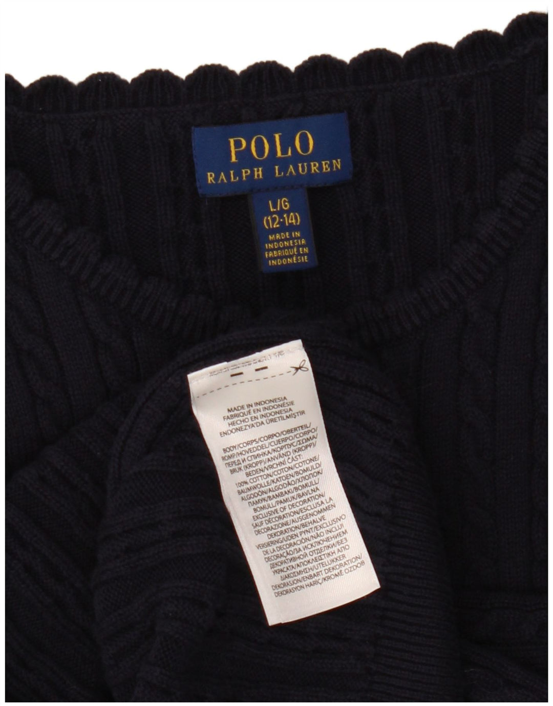 POLO RALPH LAUREN Pull Cardigan Fille 12-13 Ans Grand Bleu Marine