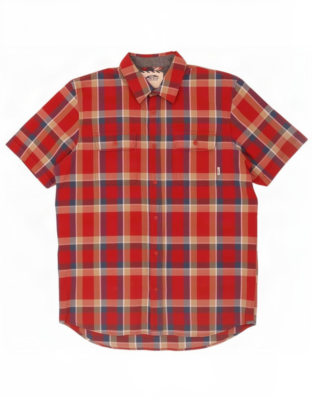 Vans Chemise à manches courtes pour homme en coton à carreaux rouge moyen