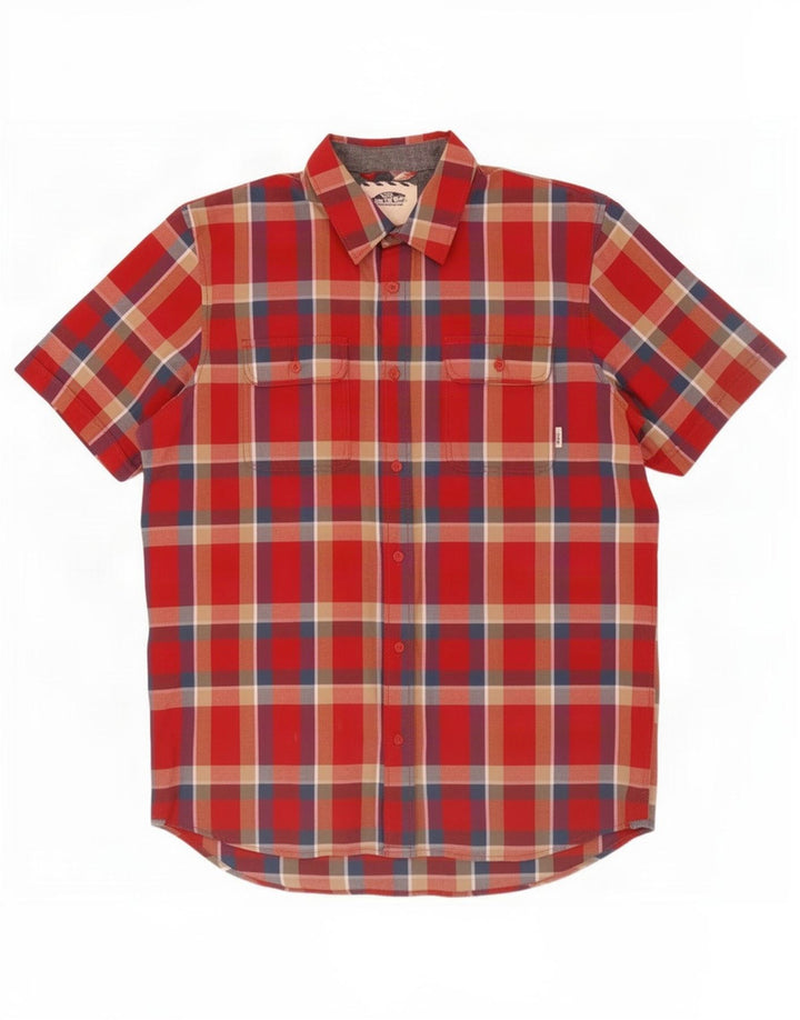 Vans Chemise à manches courtes pour homme en coton à carreaux rouge moyen