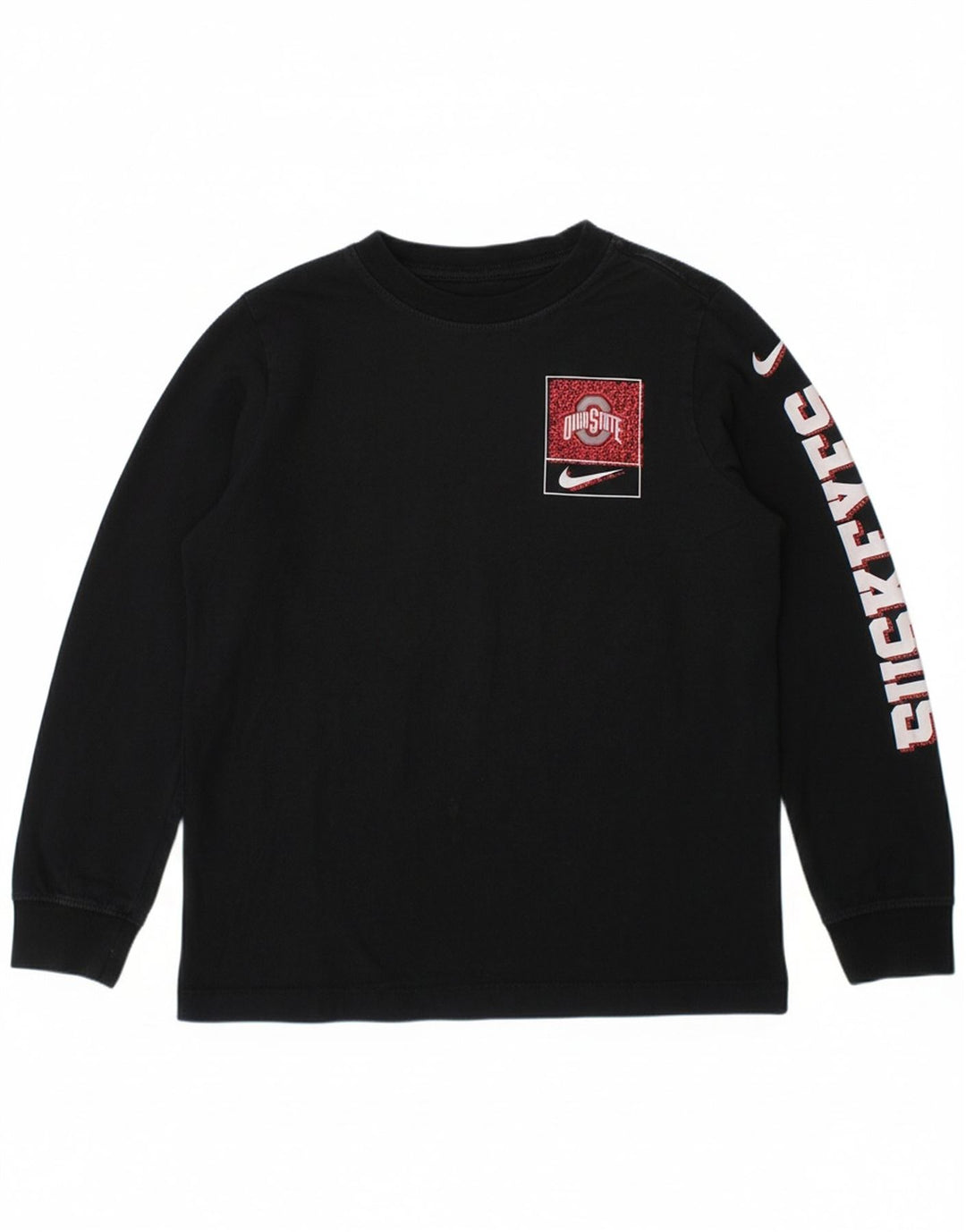 NIKE Boys Graphic Top Long Sleeve 8-9 Years Small Navy Blue