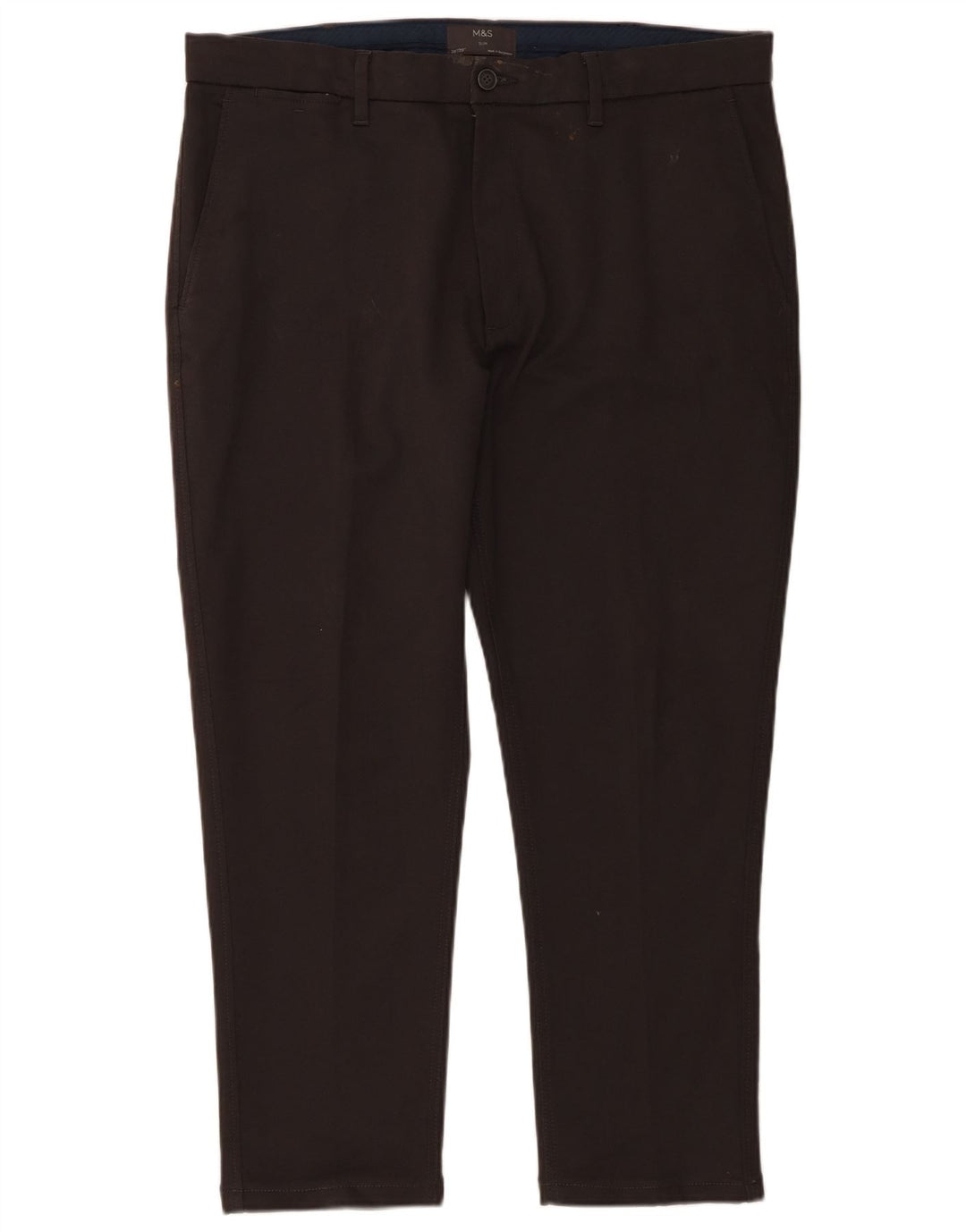 Marks & Spencer Pantalon Chino Slim Homme W38 L29 Gris Coton