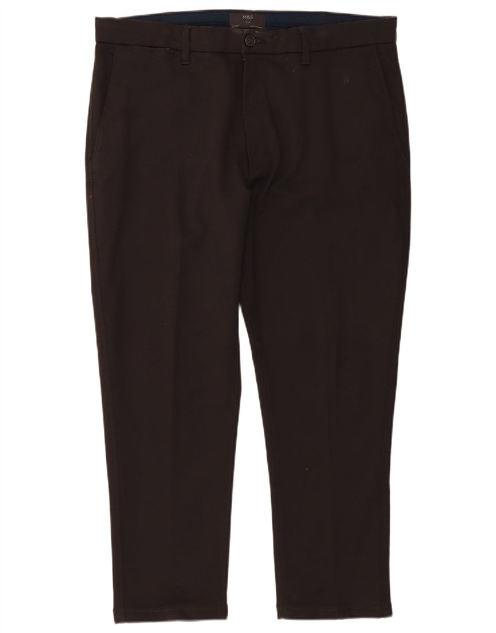 Marks & Spencer Pantalon Chino Slim Homme W38 L29 Gris Coton