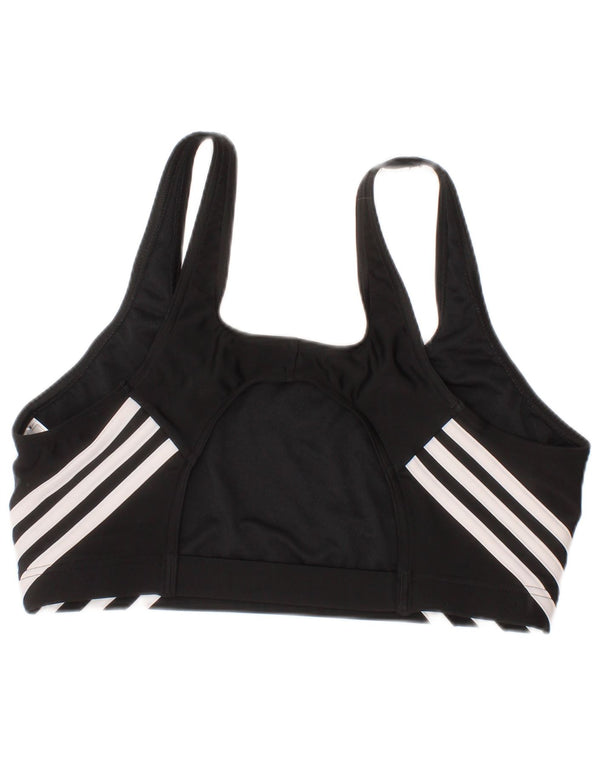 Adidas Womens Sport Bra Top Large Black Striped Polyester Sports