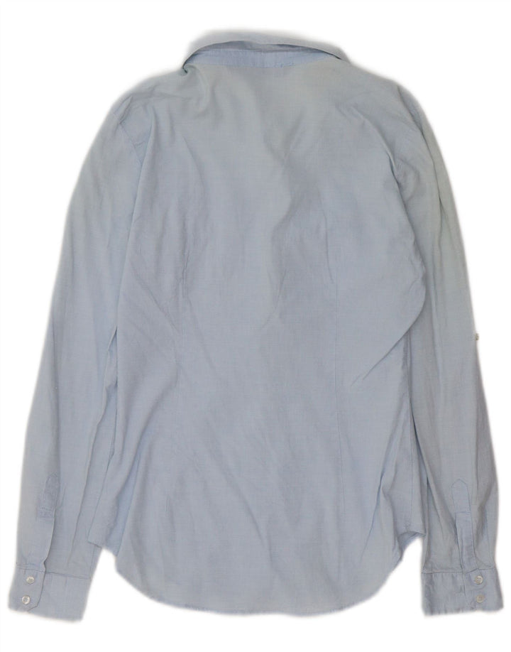 Zara Femme Pull Chemise UK 10 Petit Bleu