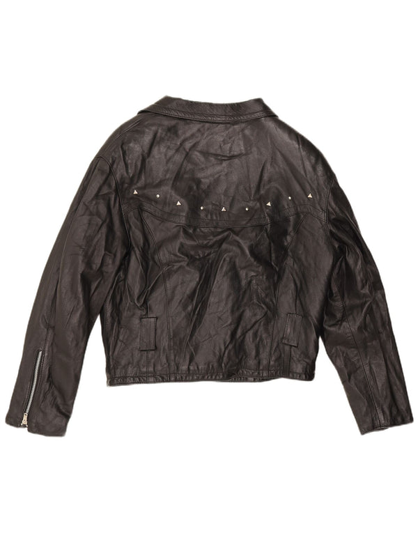 Boxer Veste de motard en cuir pour femme UK 14 Cuir noir moyen