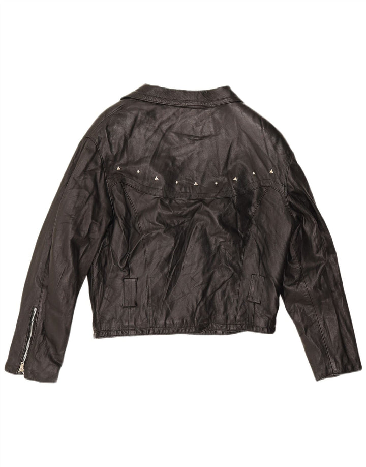 Boxer Veste de motard en cuir pour femme UK 14 Cuir noir moyen
