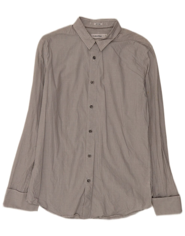 Calvin Klein Chemise Slim Fit Homme en Coton Vichy Gris Moyen