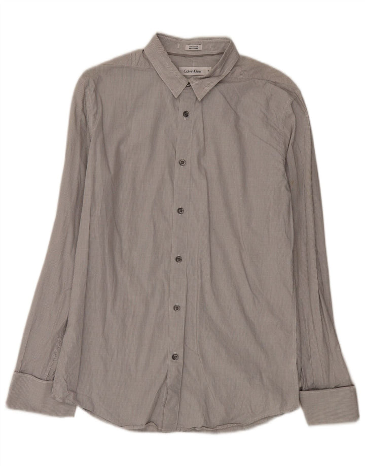Calvin Klein Chemise Slim Fit Homme en Coton Vichy Gris Moyen