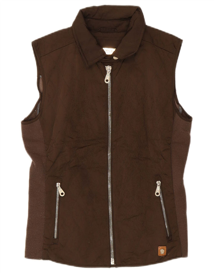 Massimo Dutti Gilet matelassé pour femme UK 12 Marron moyen Polyester