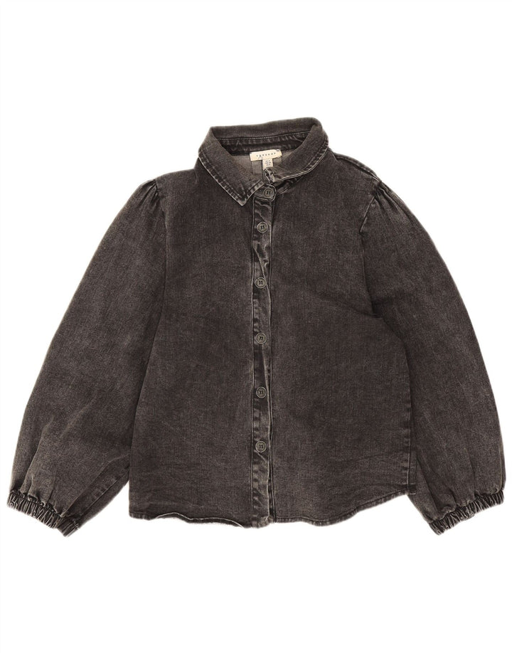Topshop Chemise en jean pour femme UK 12 Coton gris moyen