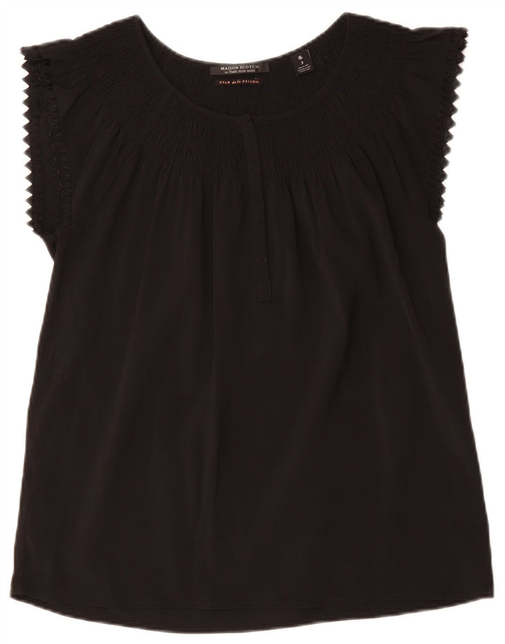 MAISON SCOTCH Chemisier Top UK 14 Medium Noir Polyester