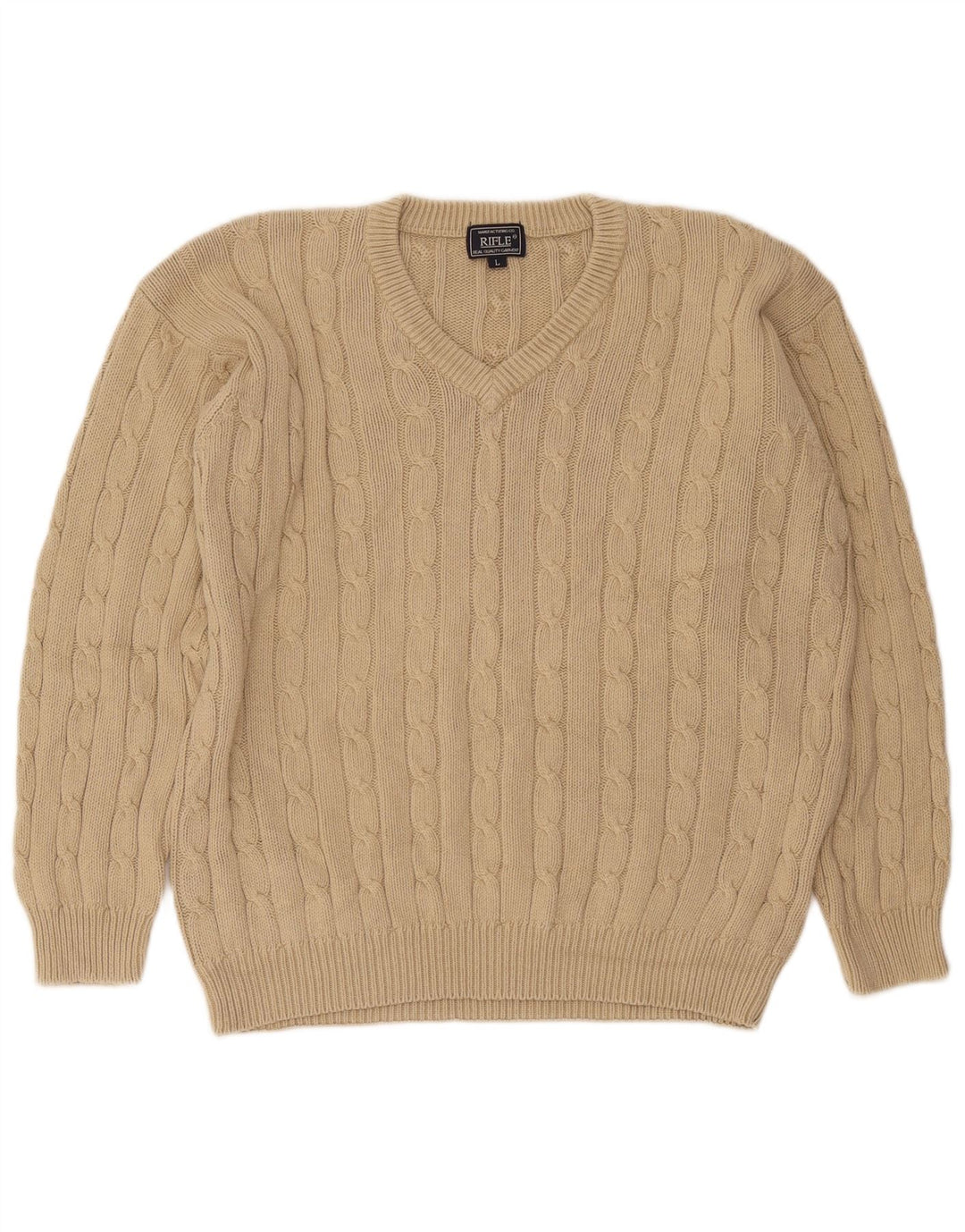Rifle Pull col V pour Homme en Coton Beige Large