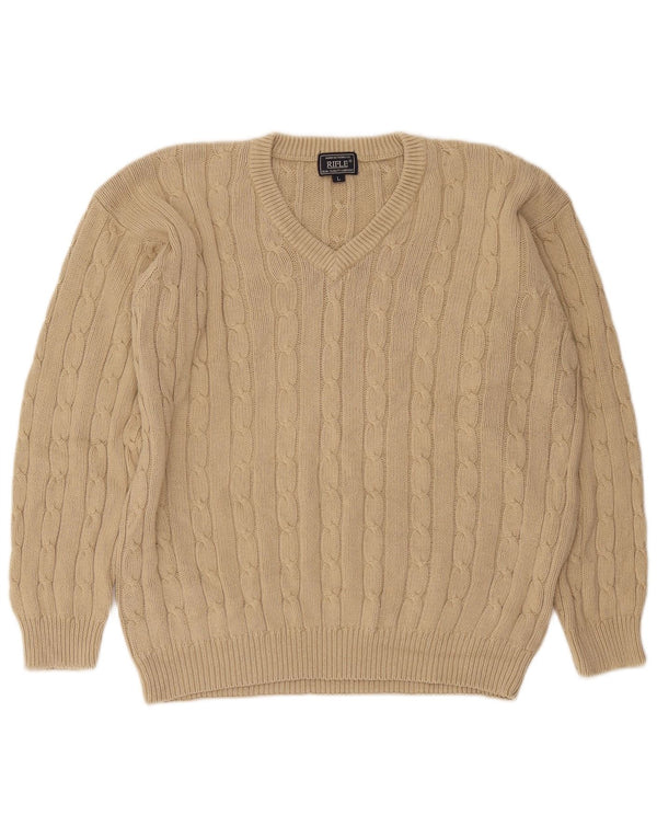 Rifle Pull col V pour Homme en Coton Beige Large