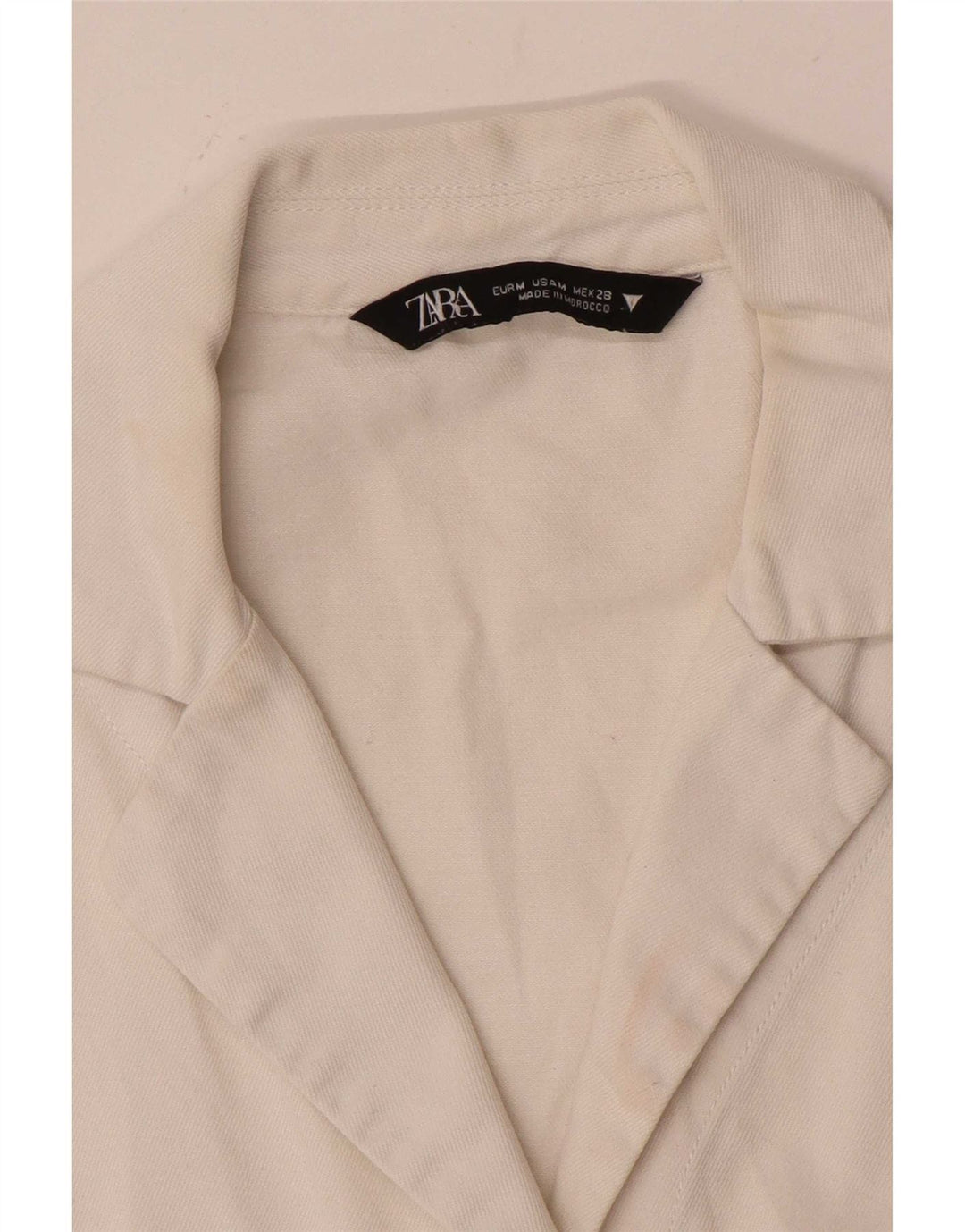 Zara Chemisier court surdimensionné à manches courtes pour femme UK 14 Blanc moyen