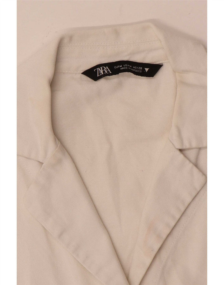Zara Chemisier court surdimensionné à manches courtes pour femme UK 14 Blanc moyen