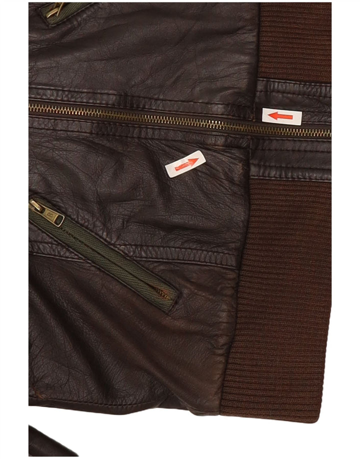 Bershka Veste en cuir pour femme UK 12 Marron moyen