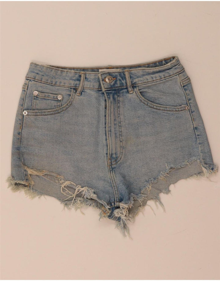 Zara Short en jean pour femme EU 38 Small W28 Bleu