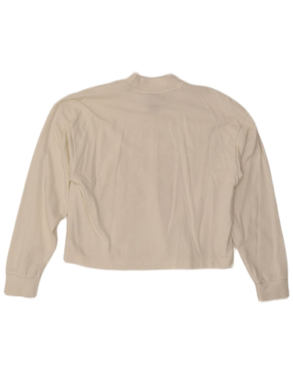 Adidas Haut court surdimensionné graphique à manches longues pour femme UK 4/6 XS Blanc