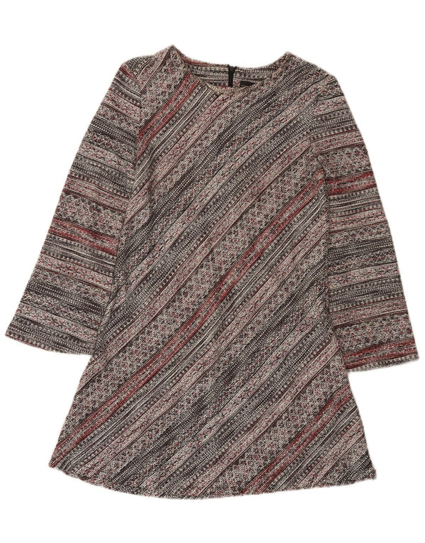 Zara Womens Long Sleeve A-Line Dress UK 12 Medium Multicoloured Striped