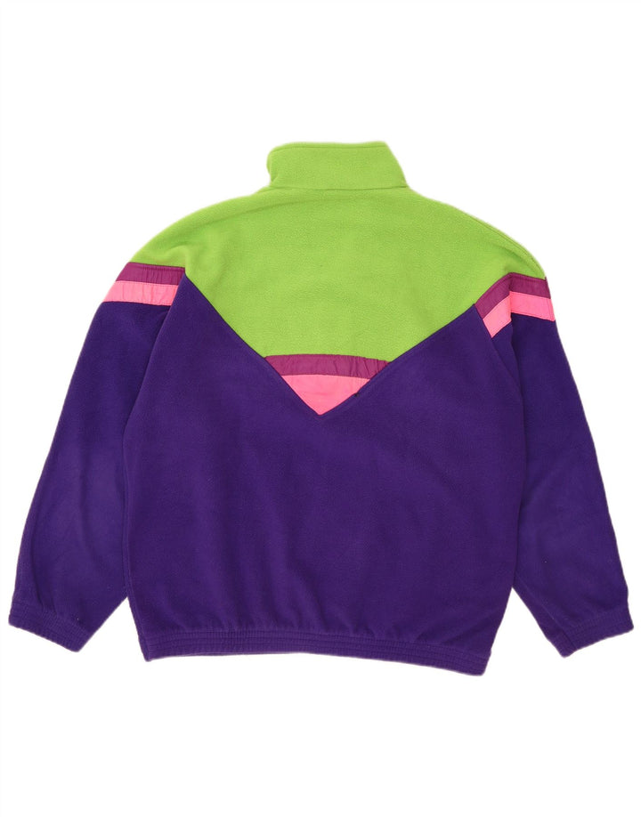 Brugi Pull polaire à col zippé pour homme en polyester color block violet moyen