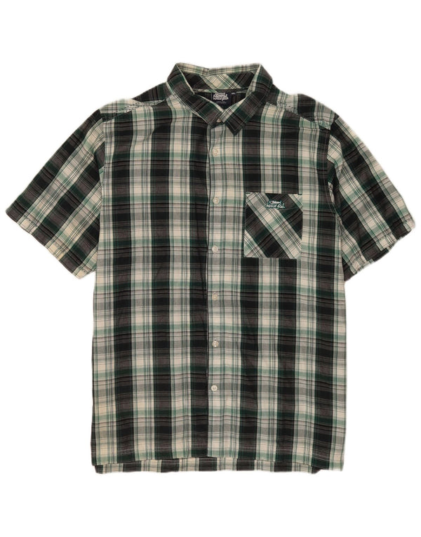 Weird Fish Chemise à manches courtes pour homme Coupe régulière 2XL Vert à carreaux en coton