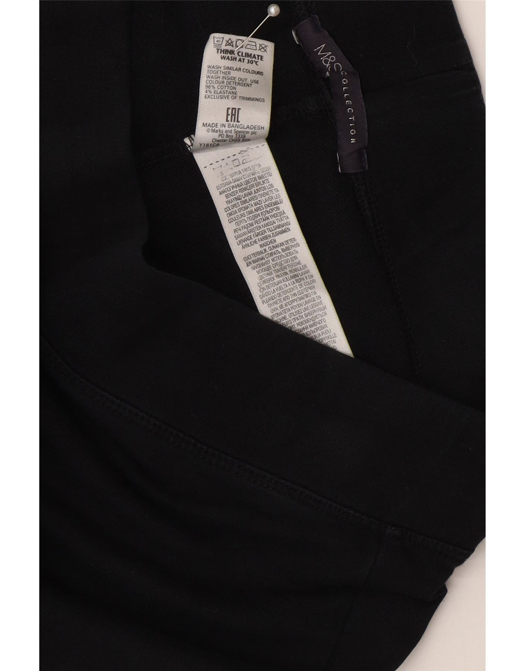 Marks & Spencer Pantalon de survêtement pour femme UK 10 Small Noir Coton