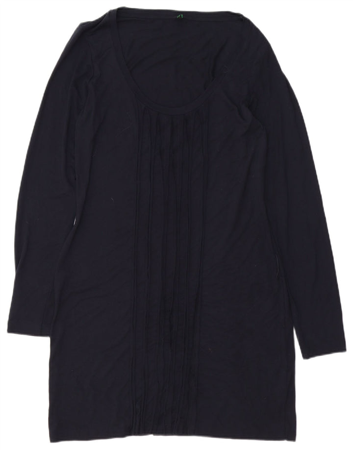 BENETTON Robe droite à manches longues pour femme UK 14 Bleu marine moyen