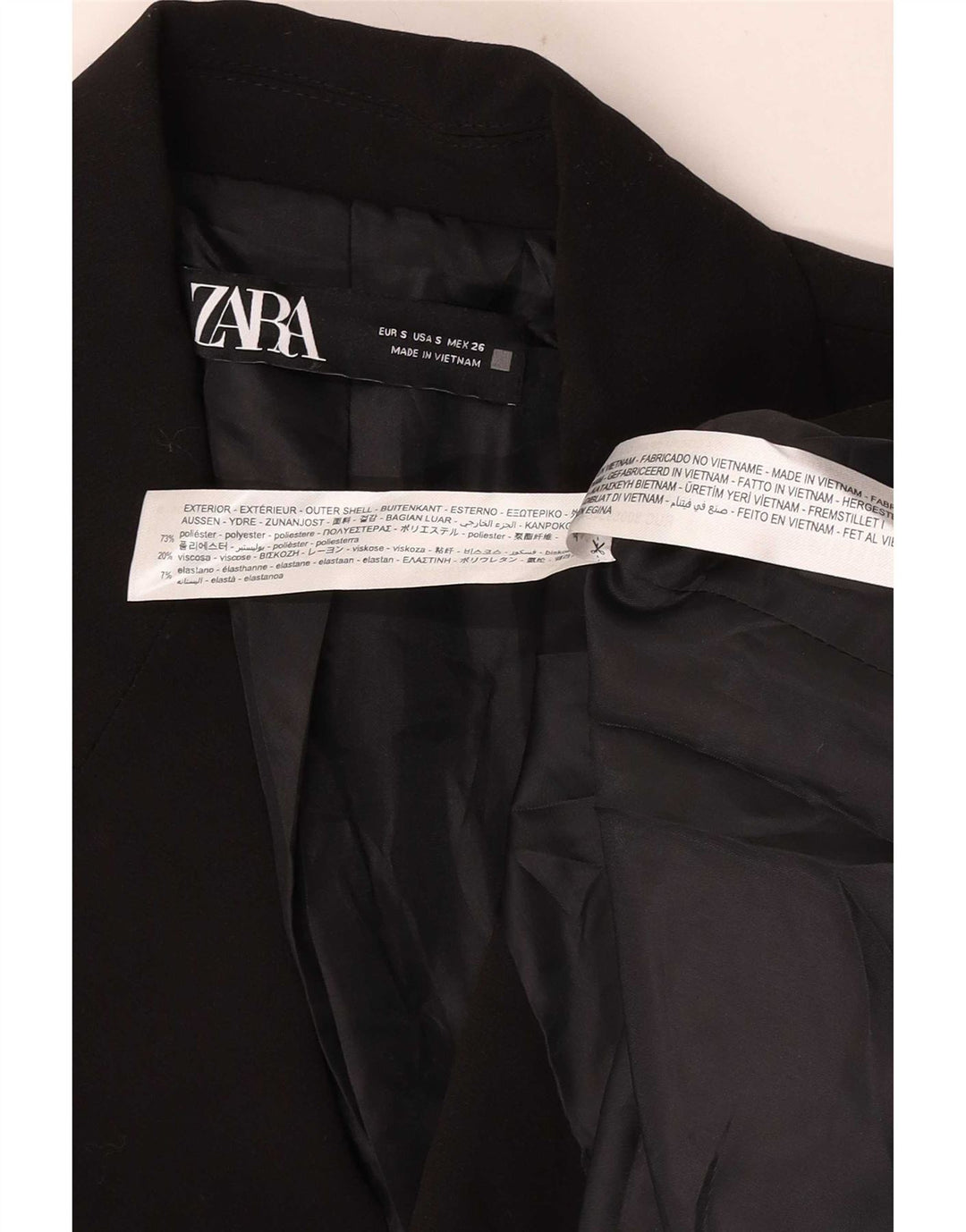 Zara Veste blazer surdimensionnée à double boutonnage pour femme UK 10 Petit Noir