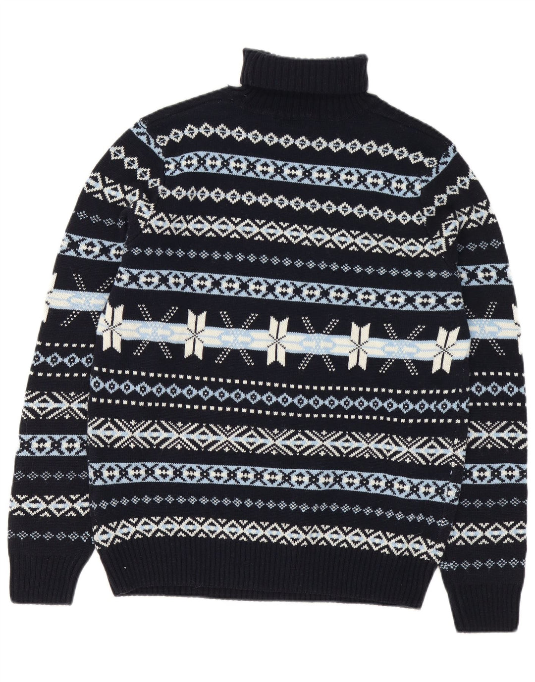 GUTTERIDGE Pull col roulé pour homme XL en laine Fair Isle bleu marine