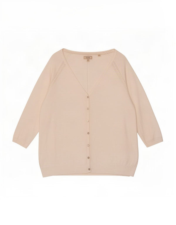 Fat Face Cardigan à manches 3/4 pour femme en coton blanc cassé UK 16