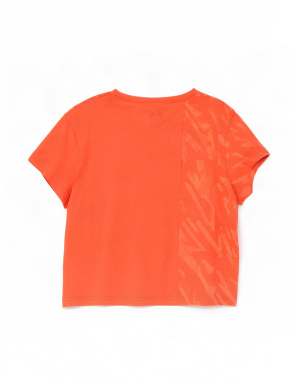Adidas Womens Cross Fit Crop Graphic T-Shirt Top UK 8/10 Petit Orange