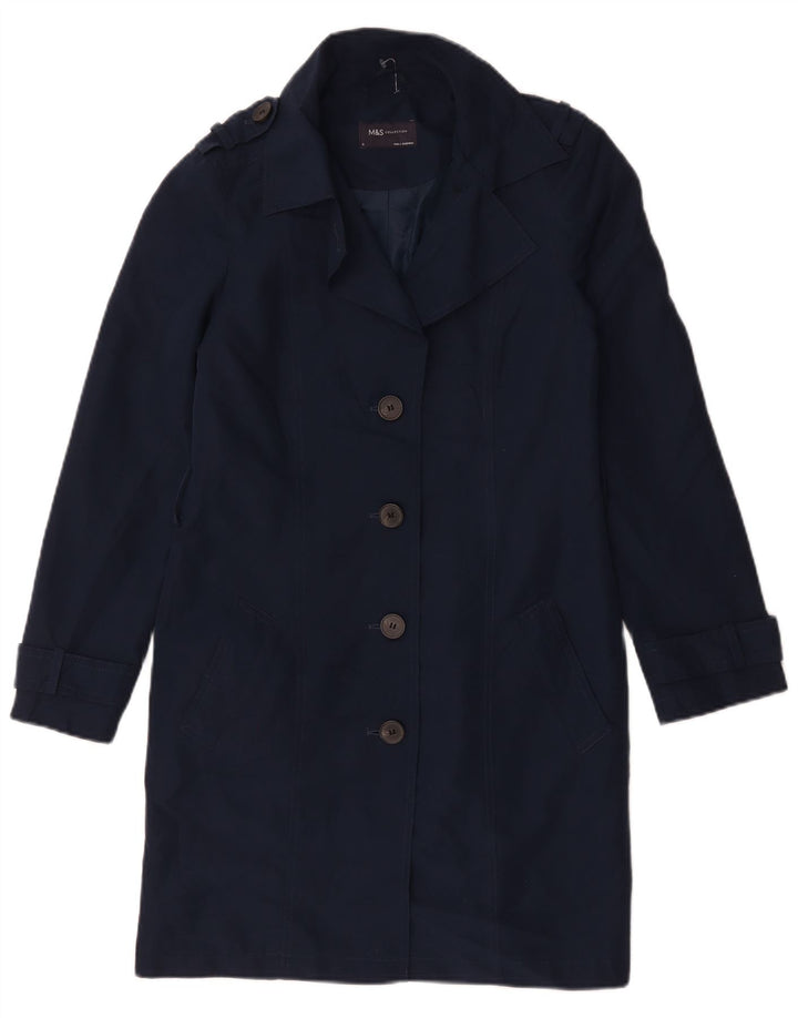 Marks & Spencer Trench-Coat Femme UK 8 Petit Bleu Marine Polyester