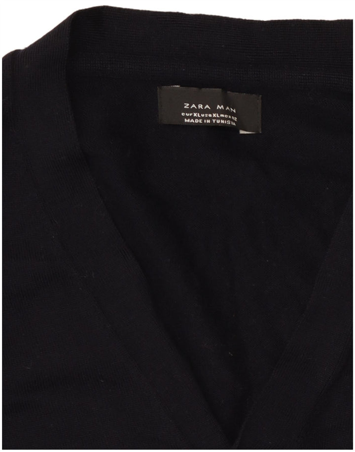 Zara Homme Cardigan Pull XL Bleu Marine