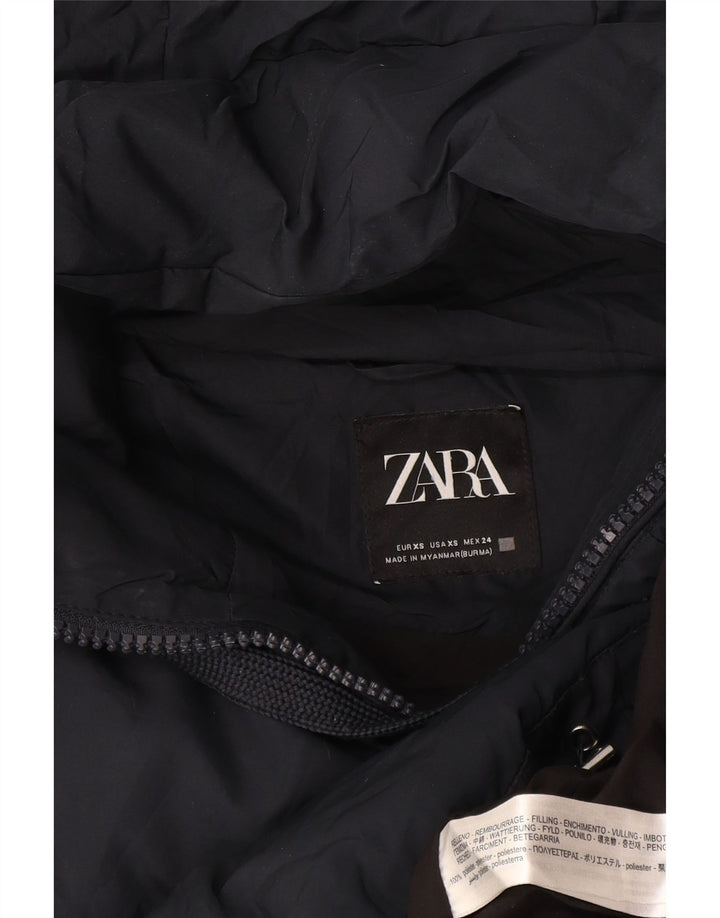 Zara Veste matelassée à capuche surdimensionnée pour femme UK 6 XS Bleu marine Polyester