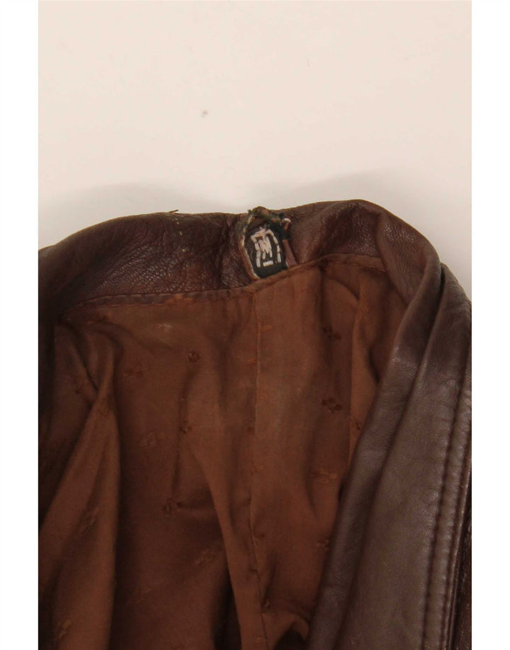 veste en cuir femme vintage UK 14 Brun moyen