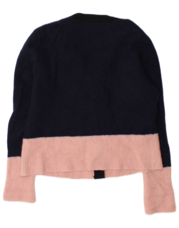 Cos Cardigan pour femme en coton color block Bleu marine moyen UK 44