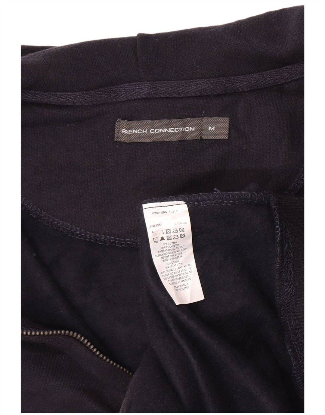 French Connection Sweat à Capuche Zippé Homme Bleu Marine Moyen Coton