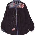 Desigual Femme Chemise Graphique Blouse UK 18 XL Bleu Marine Patchwork