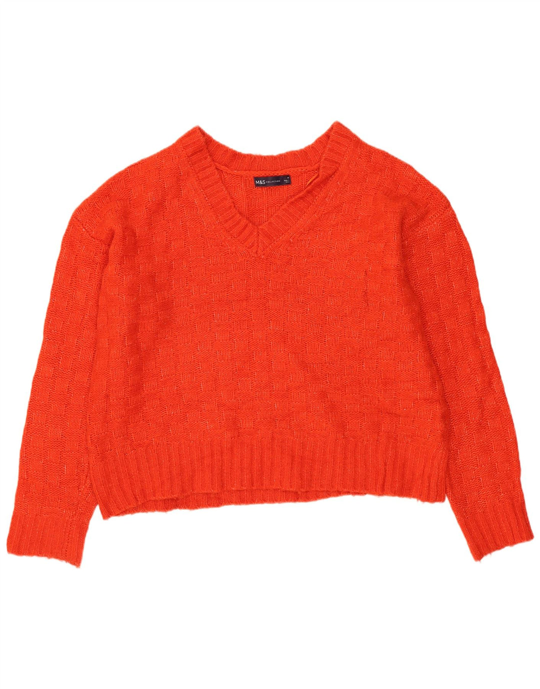Marks & Spencer Pull surdimensionné à col en V pour femme UK 14 Rouge moyen