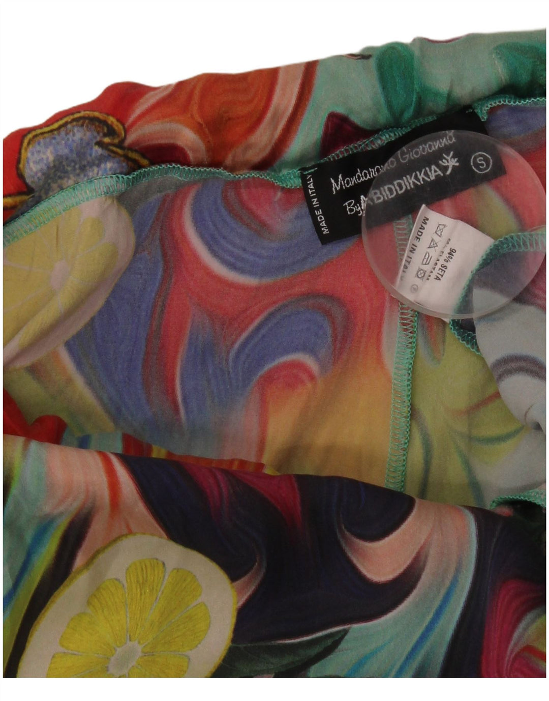 Pantalon évasé à motif abstrait vintage pour femme Petit W26 L29 Multicolore