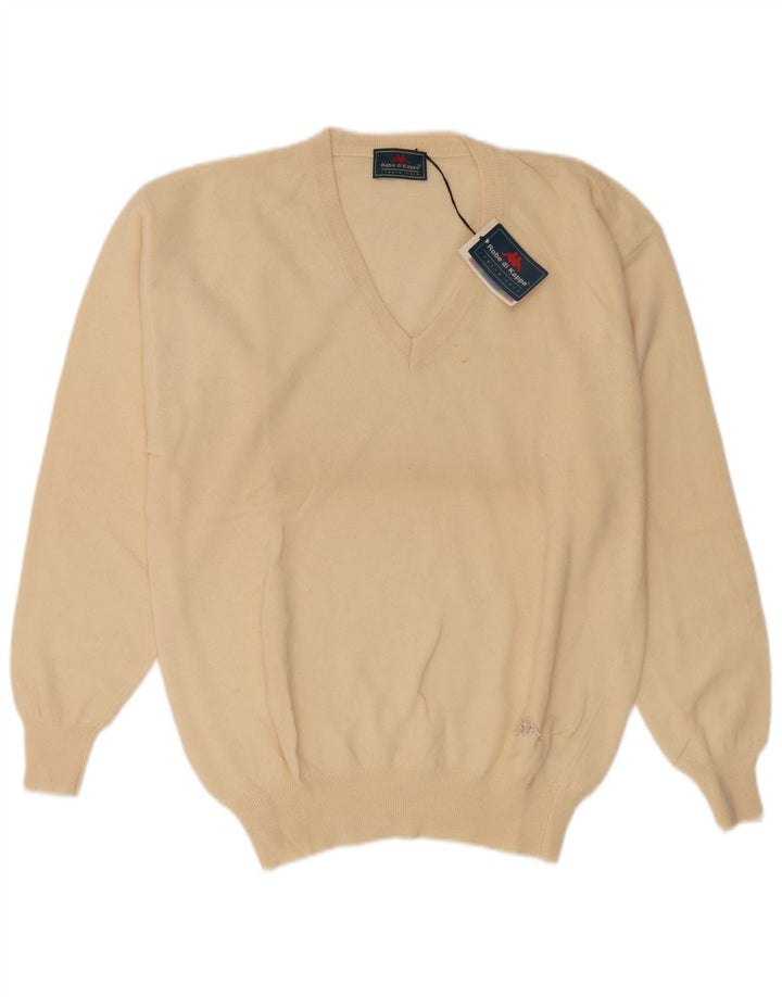 Kappa Pull col V pour homme en laine beige Large