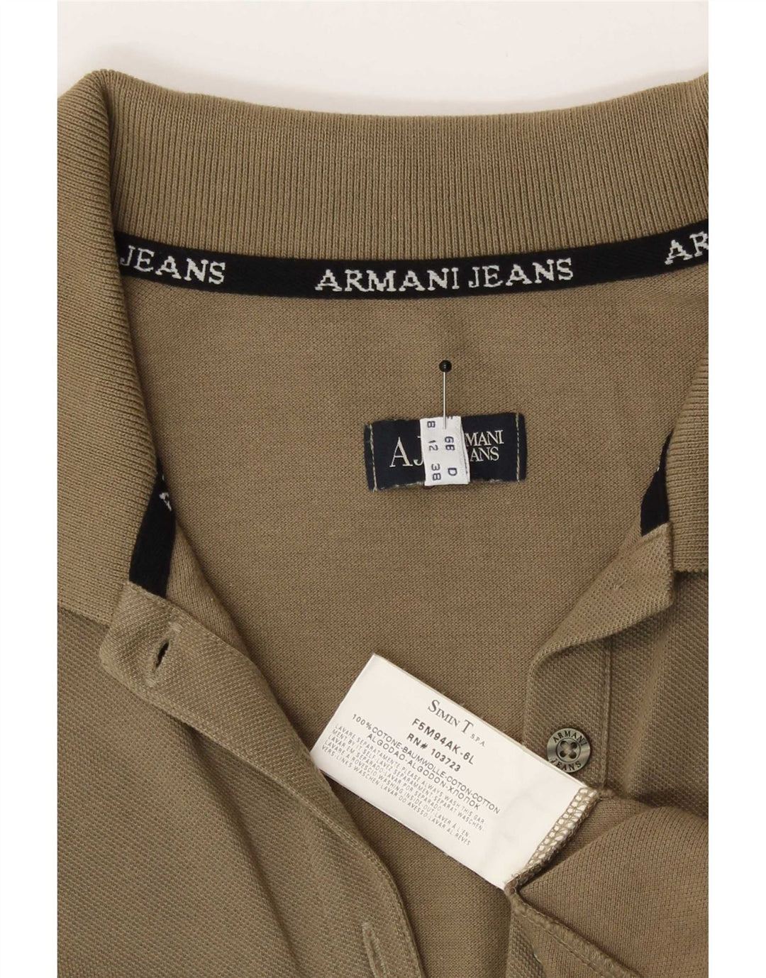 Armani Polo Femme UK 12 Coton Kaki Moyen